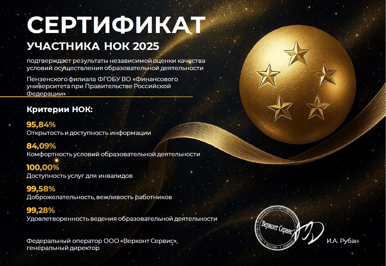 Финансовый университет г.Пенза успешно прошел независимую оценку качества образования